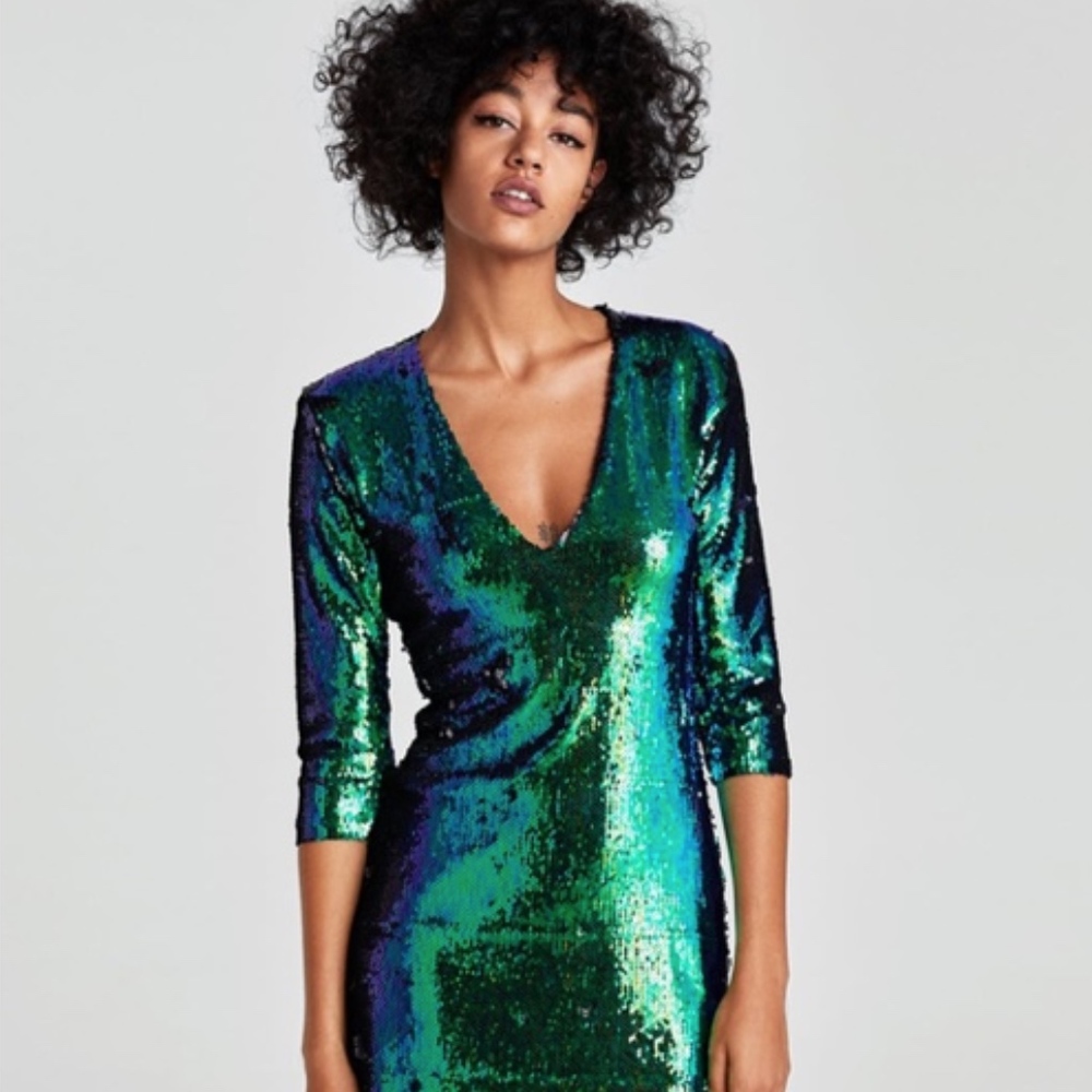 Zara Two-Tone Sequined Dress